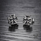 Iron Cross Stainless Steel Skull Stud Earring | Gthic.com