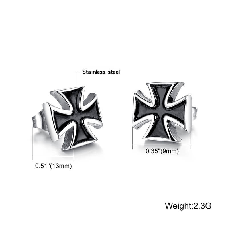 Punk Iron Cross Stainless Steel Stud Earring