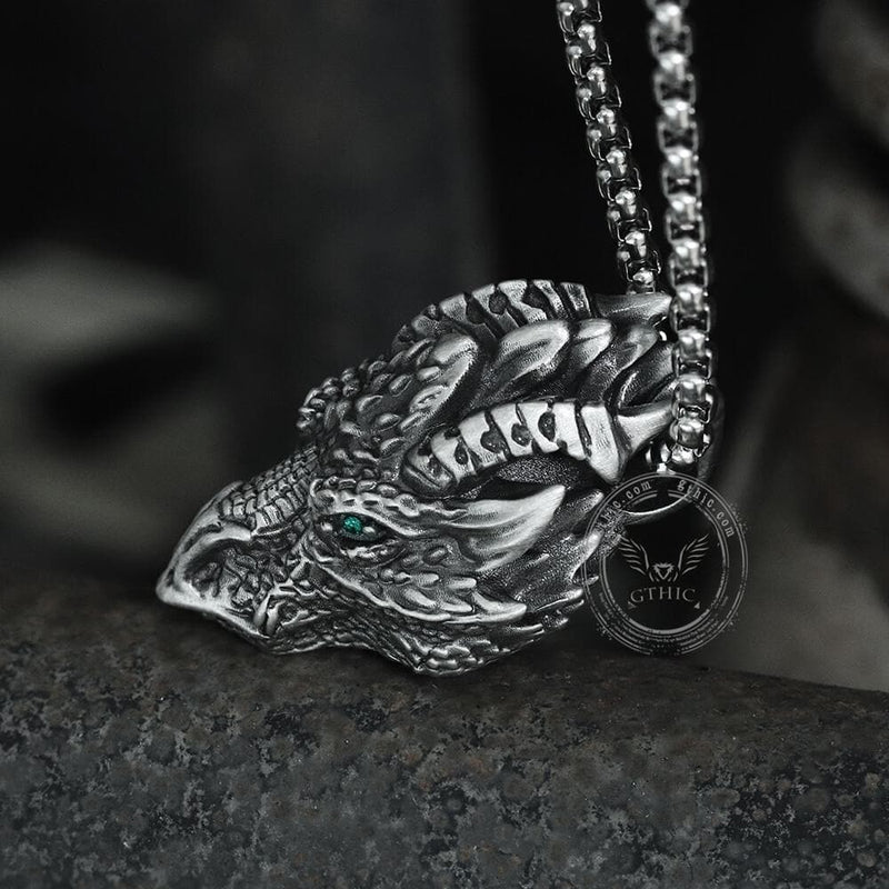 Silver Dragon Pure Tin Necklace | Gthic.com