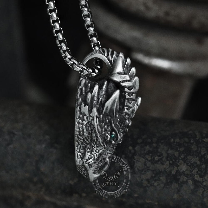 Silver Dragon Pure Tin Necklace | Gthic.com