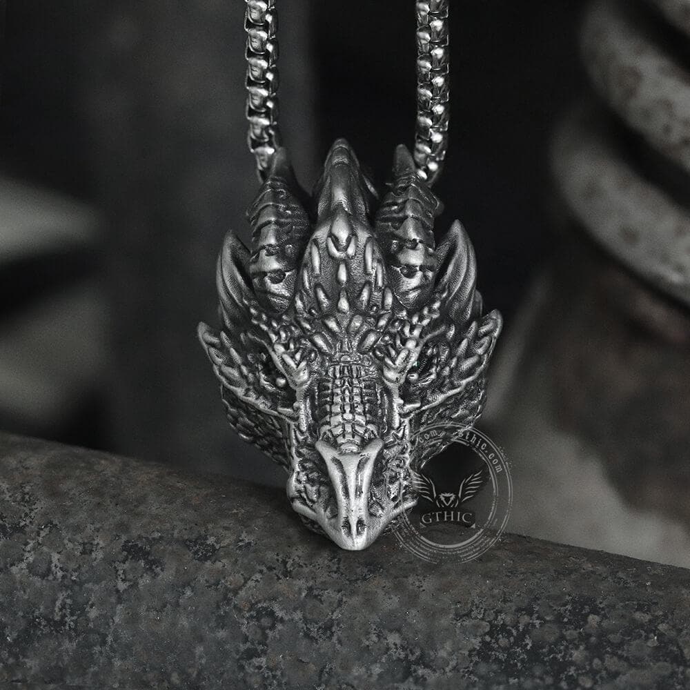 Silver Dragon Pure Tin Necklace | Gthic.com