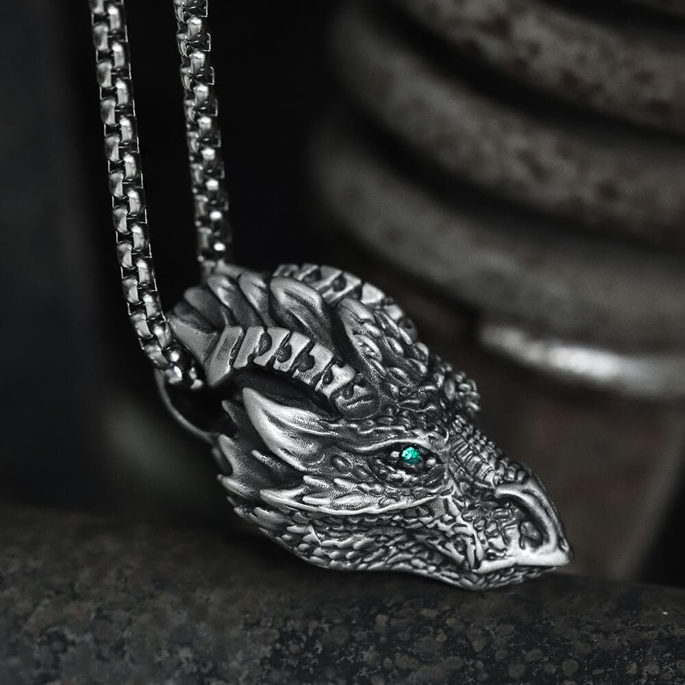 Silver Dragon Pure Tin Necklace | Gthic.com