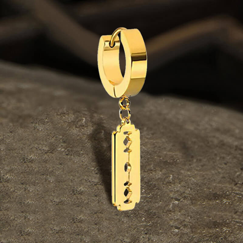 Punk Razor Blade Stainless Steel Hoop Earring | Gthic.com