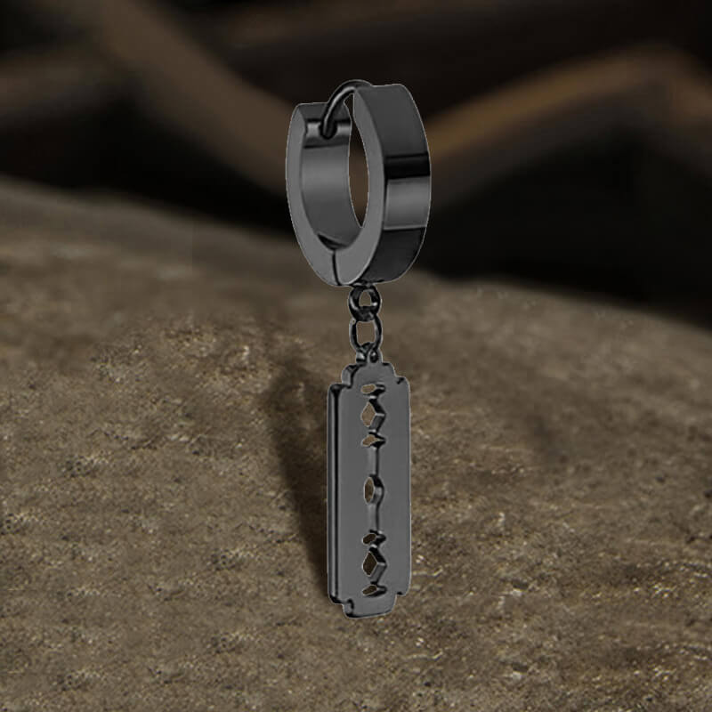 Punk Razor Blade Stainless Steel Hoop Earring | Gthic.com