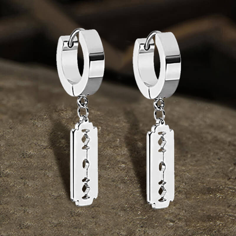 Punk Razor Blade Stainless Steel Hoop Earring | Gthic.com