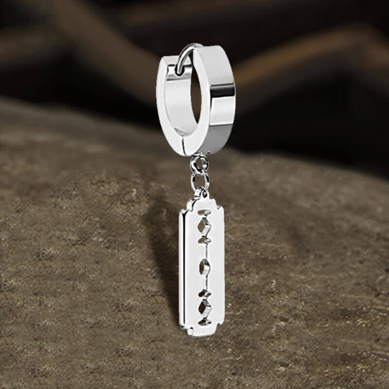 Punk Razor Blade Stainless Steel Hoop Earring | Gthic.com