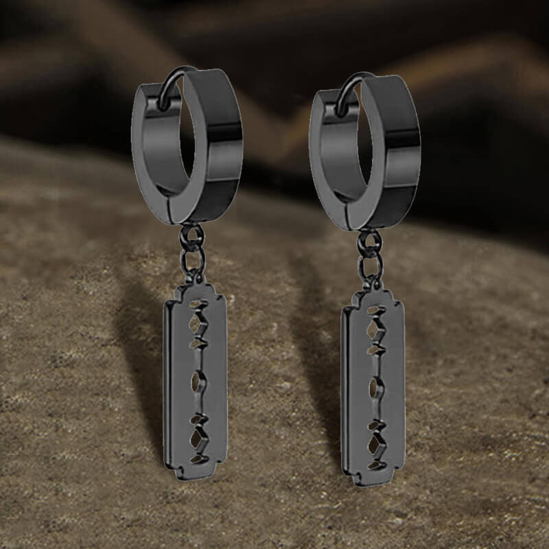 Punk Razor Blade Stainless Steel Hoop Earring | Gthic.com