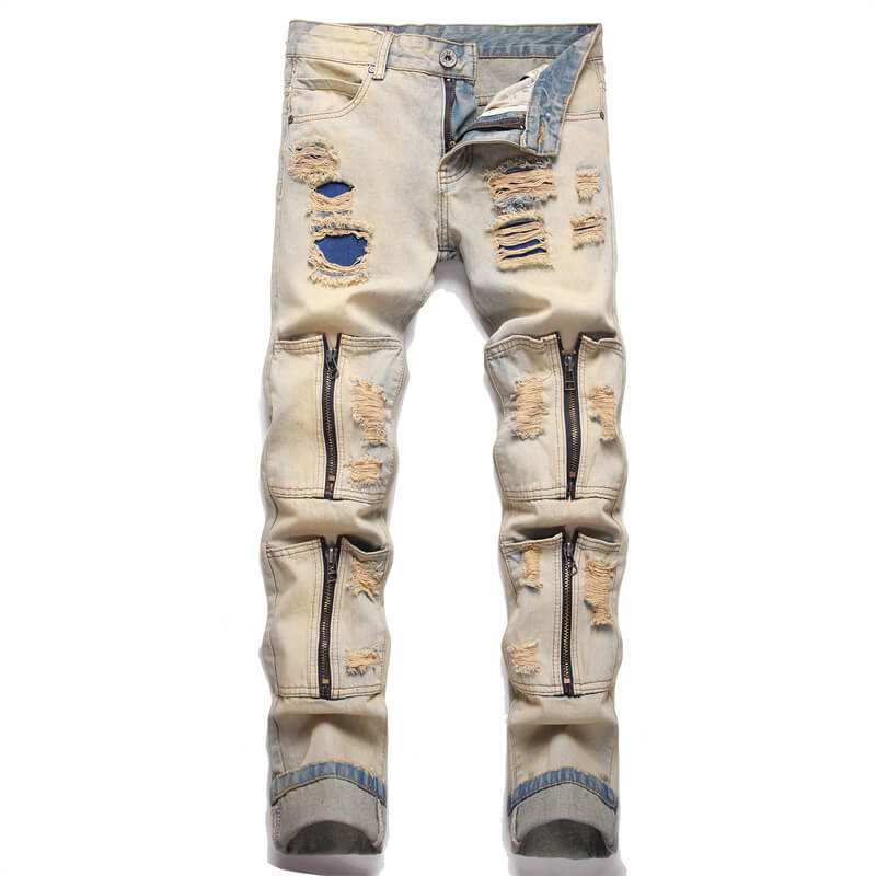 Punk Ripped Patch Cotton Men's Pants | Gthic.com