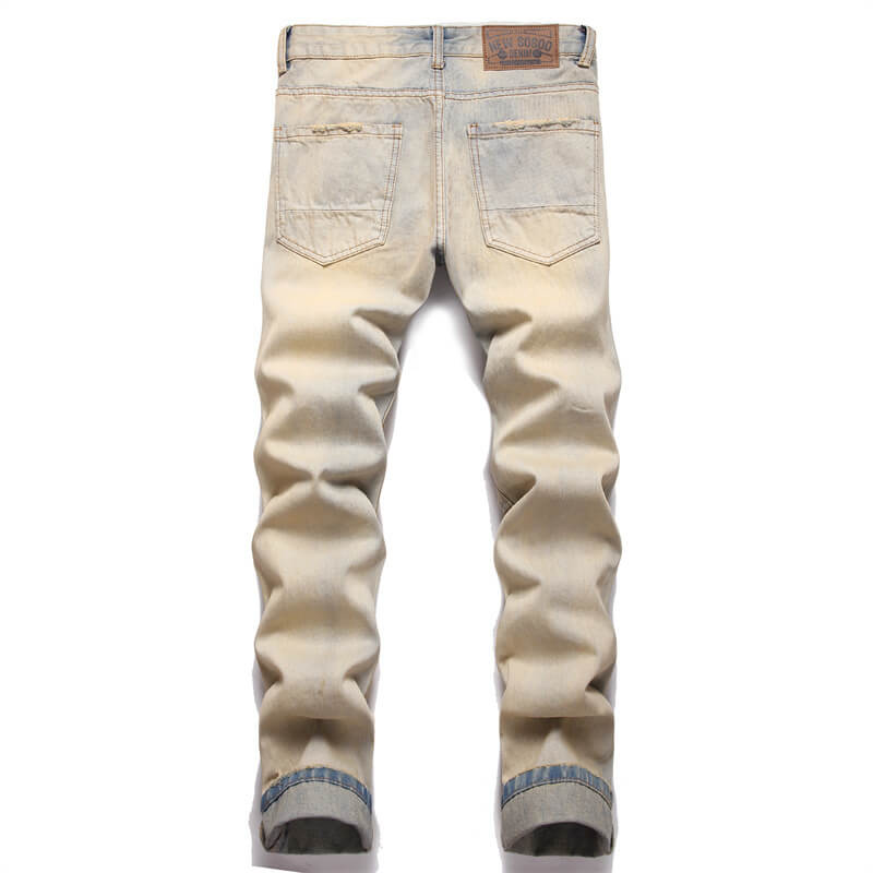 Punk Ripped Patch Cotton Men's Pants | Gthic.com