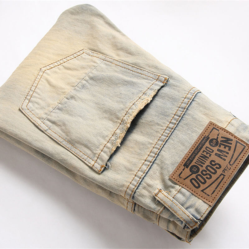 Punk Ripped Patch Cotton Men's Pants