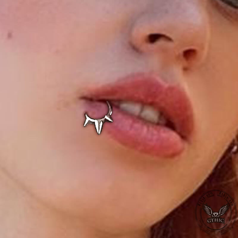 Punk Rivet Stainless Steel Hinged Segment Lip Ring