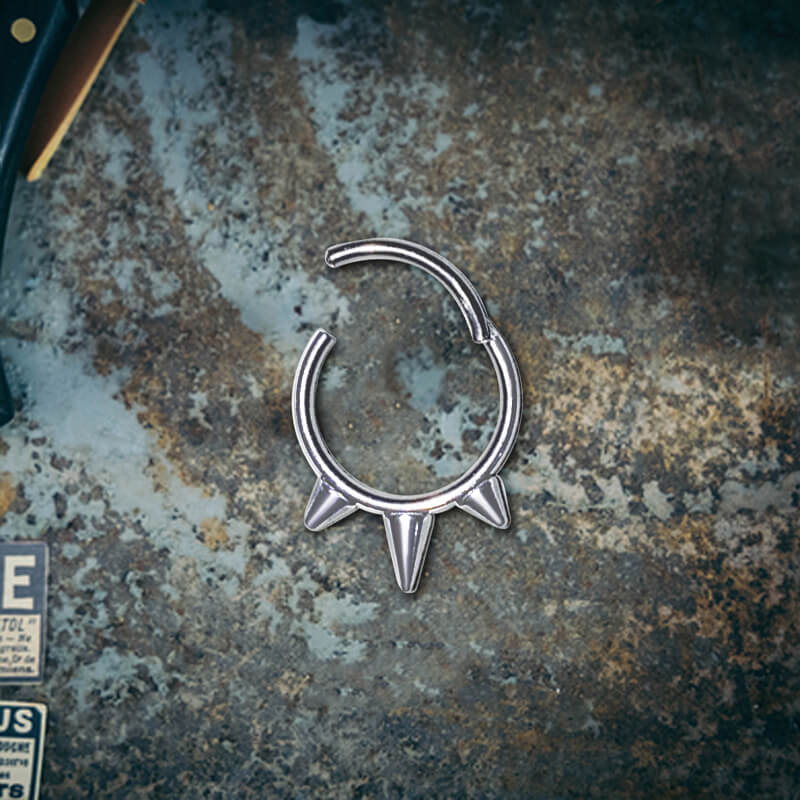 Punk Rivet Stainless Steel Hinged Segment Lip Ring | Gthic.com