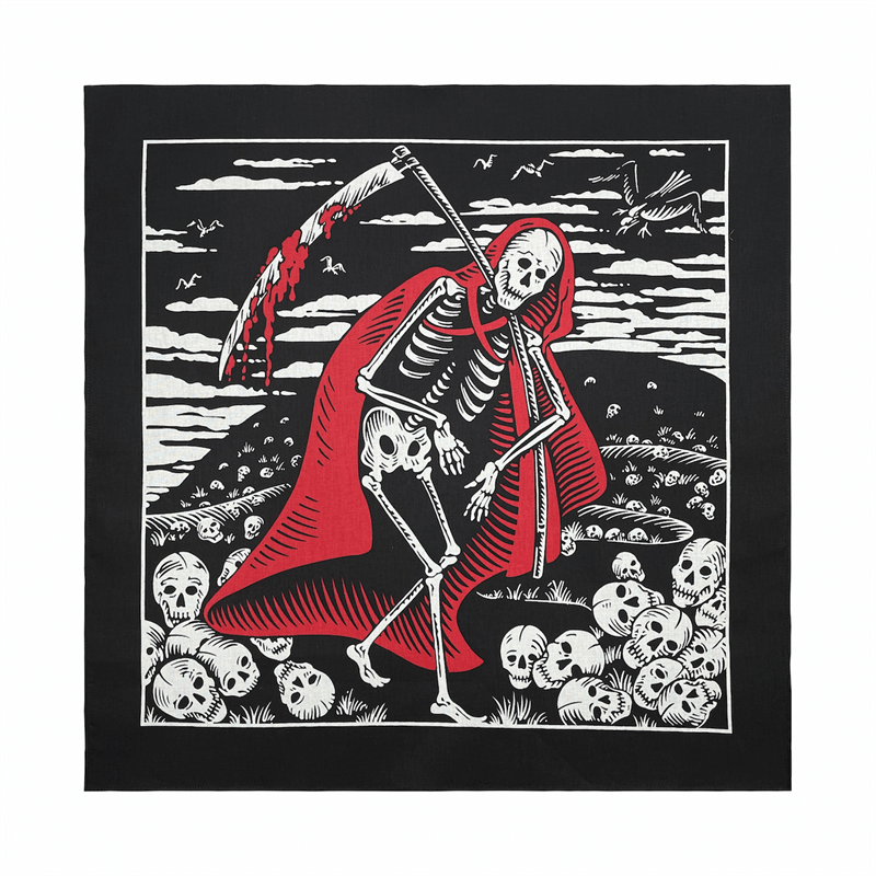 Punk Scythe Death Cotton Skull Square Scarf | Gthic.com
