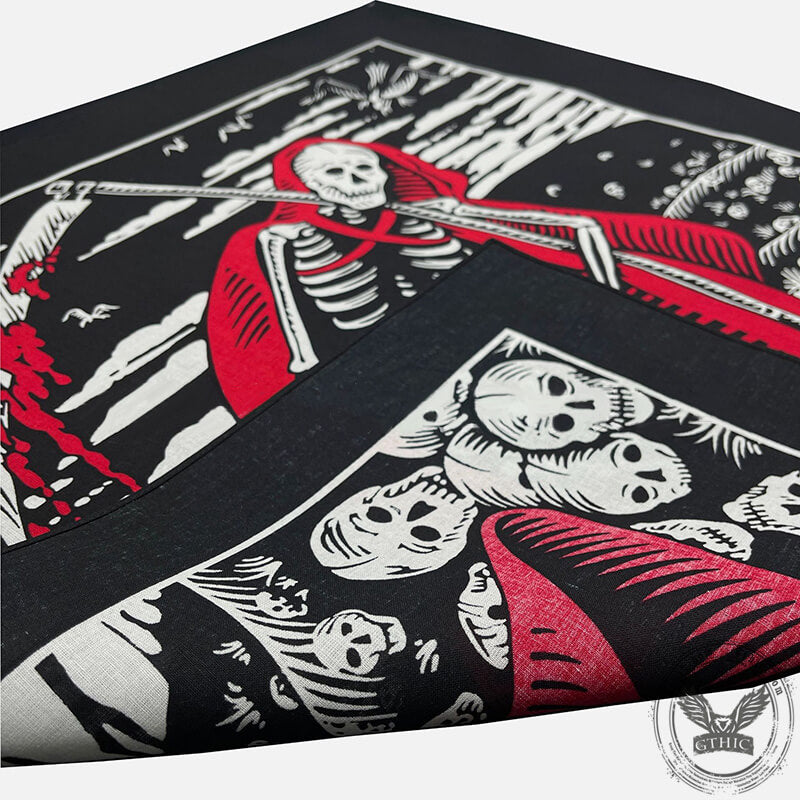 Punk Scythe Death Cotton Skull Square Scarf | Gthic.com