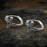 Punk Skull Cross Stainless Steel Hoop Earrings | Gthic.com