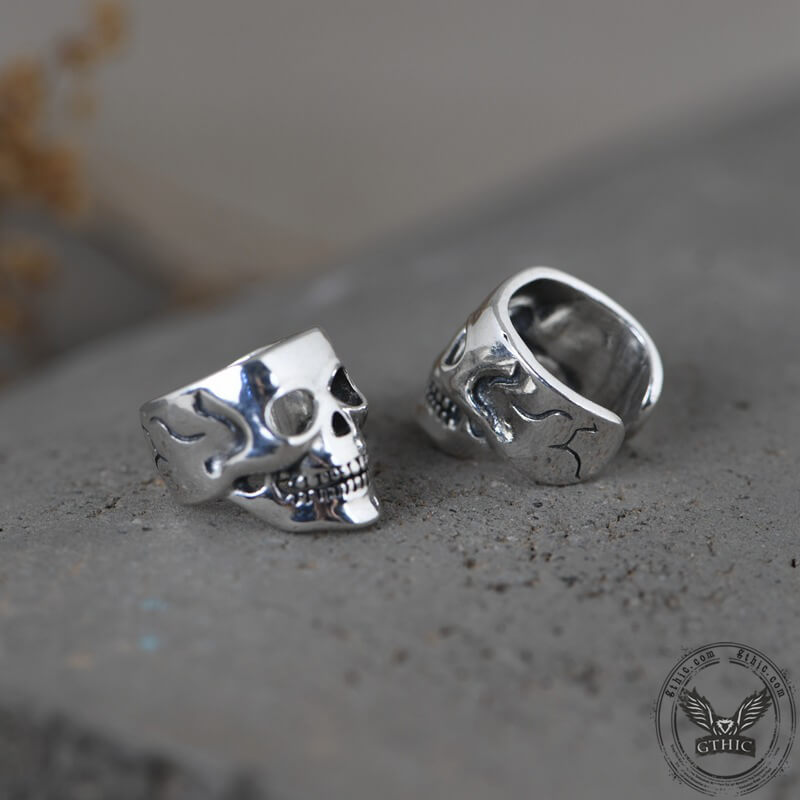 Polsini per orecchie in argento sterling con teschio punk