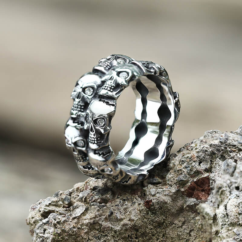 Punk Skulls Stainless Steel Ring