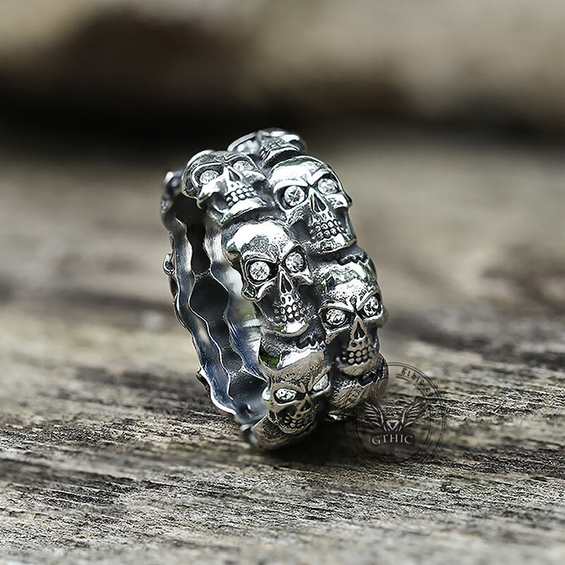 Punk Skulls Stainless Steel Ring 03 | Gthic.com