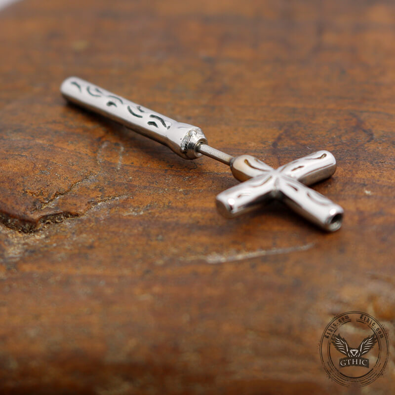 Punk Stainless Steel Cross Stud Earrings