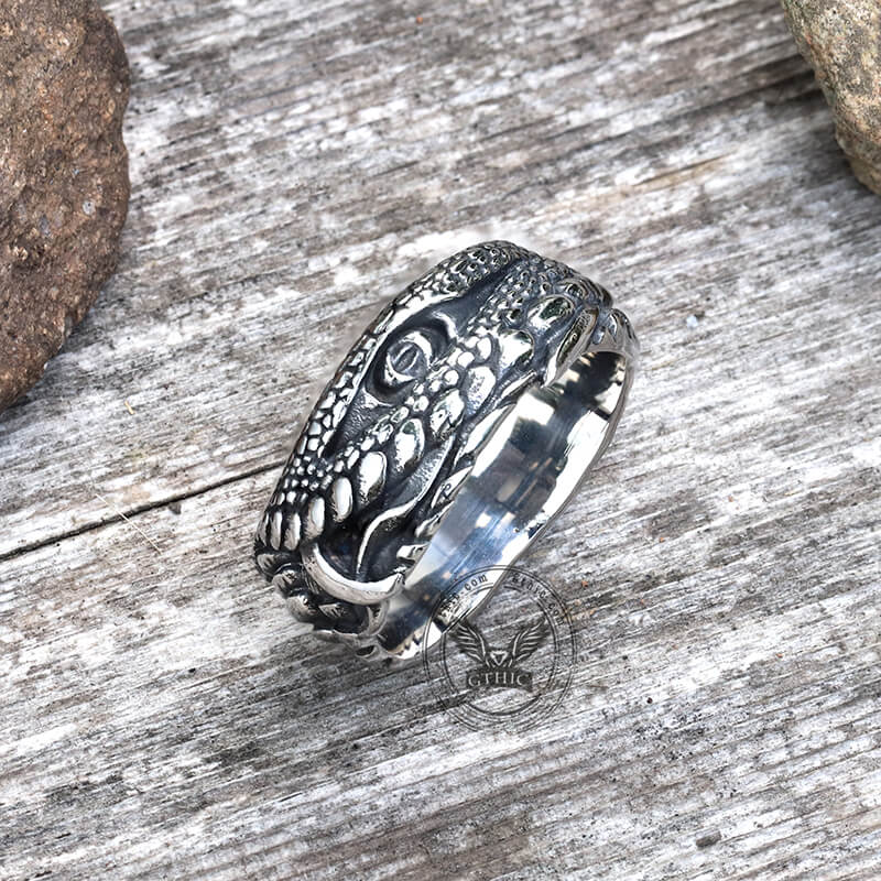 Python Scale Stainless Steel Ring | Gthic.com