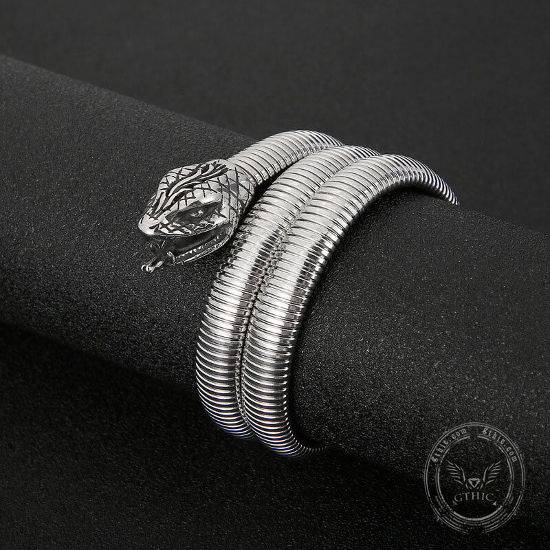 Rattlesnake Stainless Steel Snake Bracelet | Gthic.com
