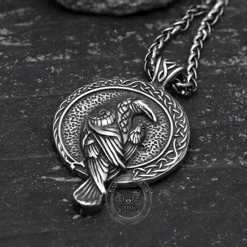 Raven And Triskele Stainless Steel Viking Pendant 04 | Gthic.com