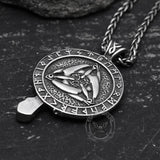 Raven And Triskele Stainless Steel Viking Pendant