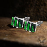 Rectangular CZ Stone Brass Cufflinks 04 Green | Gthic.com