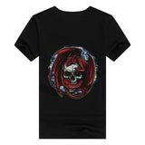 Red Dragon Skull Cotton T-shirt 02 black | Gthic.com