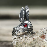 Red Eyes Rabbit Stainless Steel Animal Ring01 | Gthic.com
