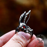 Red Eyes Rabbit Stainless Steel Animal Ring02 | Gthic.com
