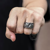 Relief Fish Sterling Silver Ring 02 | Gthic.com