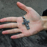 Resurrected Jesus Pure Tin Cross Necklace02 | Gthic.com