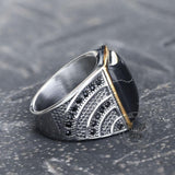 Retro Black Stone Stainless Steel Zircon Ring 04 | Gthic.com