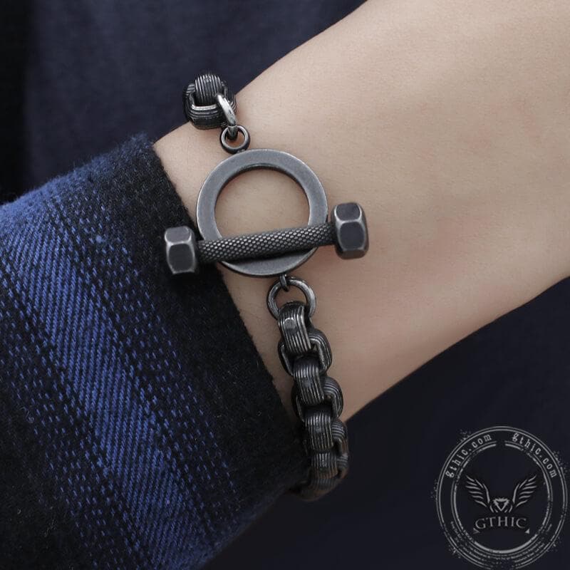 Retro Chain Stainless Steel Dumbbell Bracelet