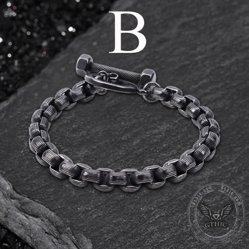 Retro Chain Stainless Steel Dumbbell Bracelet