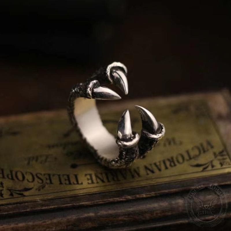 Retro Dragon Claw Sterling Silver Brass Ring