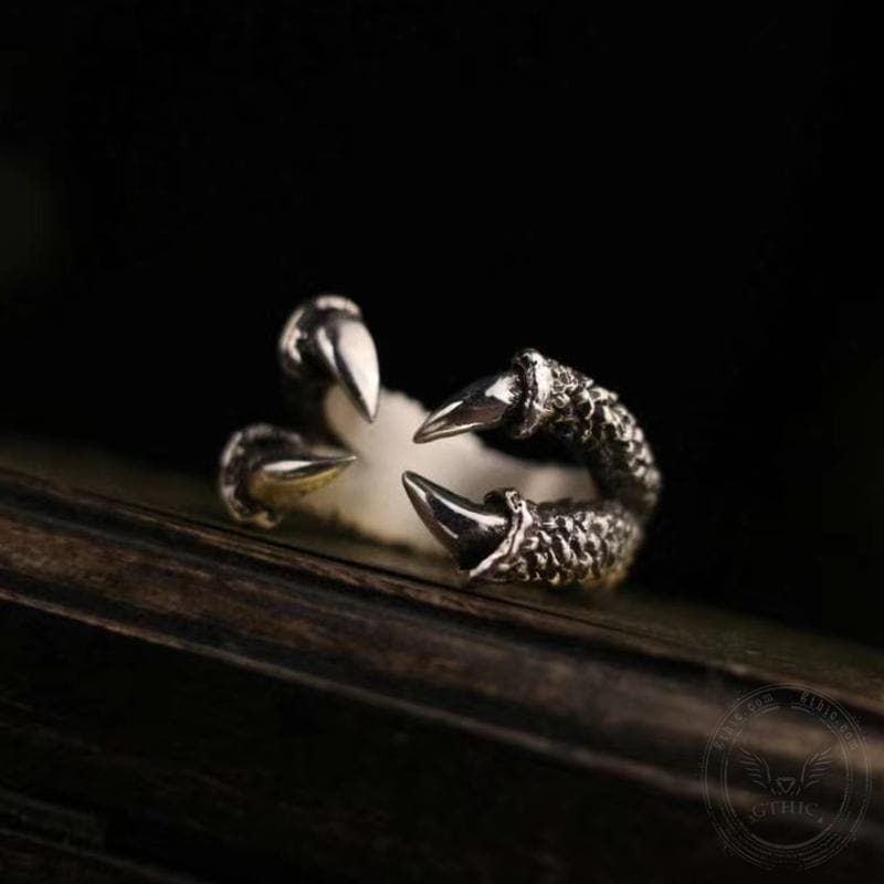 Retro Dragon Claw Sterling Silver Brass Ring