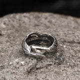 Retro Feather-shaped Stainless Steel Ring 03 | Gthic.com