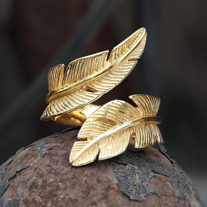 Retro Feather Stainless Steel Ring | Gthic.com