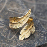 Retro Feather Stainless Steel Ring