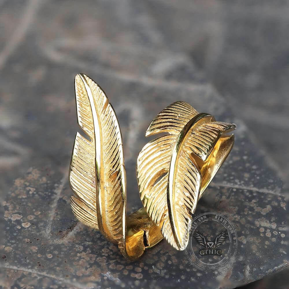 Retro Feather Stainless Steel Ring | Gthic.com