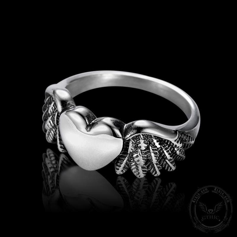 Retro Flying Love Stainless Steel Punk Ring