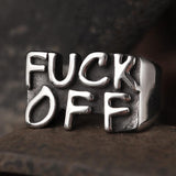 Retro FUCK OFF Stainless Steel Ring 03 | Gthic.com