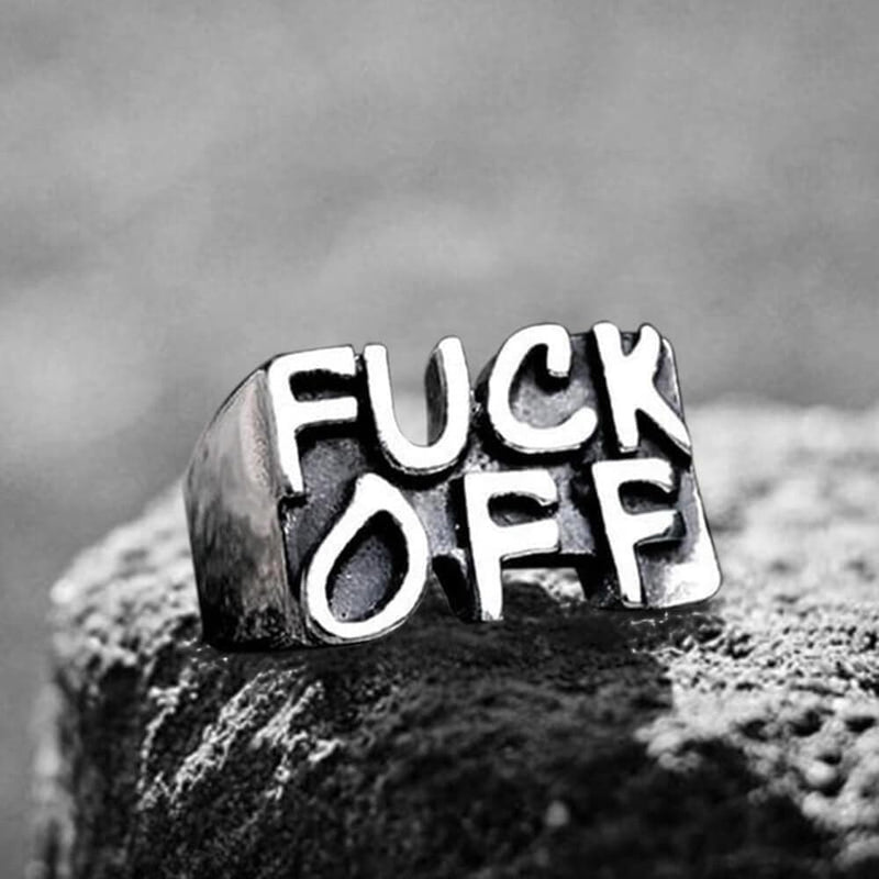 Retro FUCK OFF Stainless Steel Ring 01 | Gthic.com