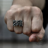 Retro FUCK OFF Stainless Steel Ring 02 | Gthic.com