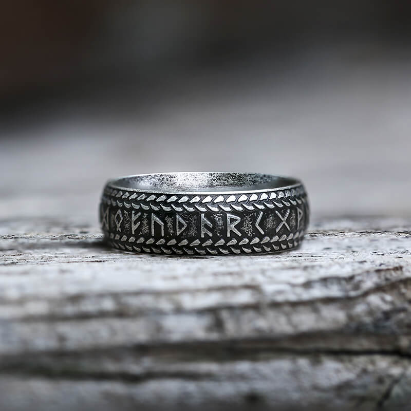 Retro Futhark Runes Stainless Steel Ring | Gthic.com