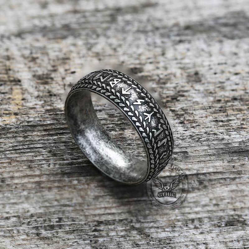 Retro Futhark Runes Stainless Steel Ring | Gthic.com