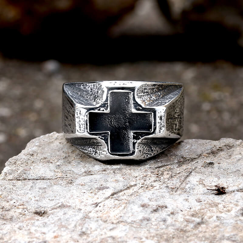 Retro Greek Cross Stainless Steel Ring | Gthic.com