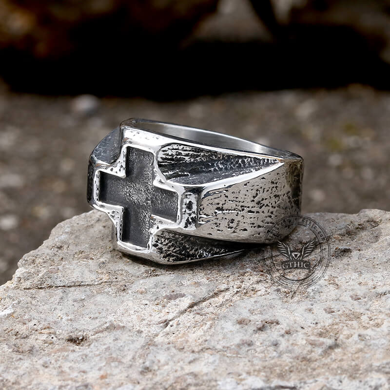 Retro Greek Cross Stainless Steel Ring | Gthic.com
